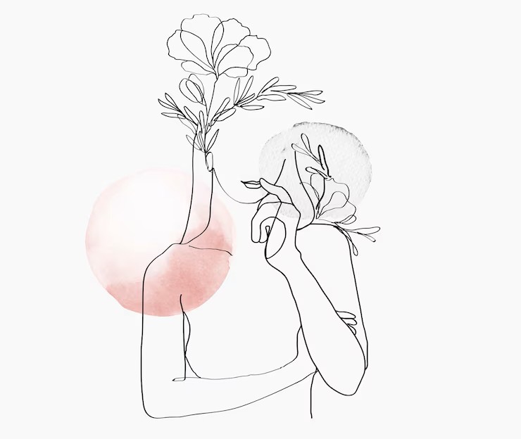 woman rsquo s body line art vector floral pink pastel feminine illustration 53876 105554