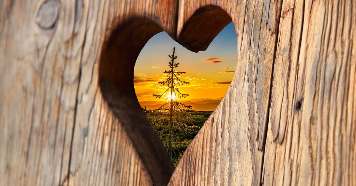 love heart shaped into wood to represent spiritual love quotes